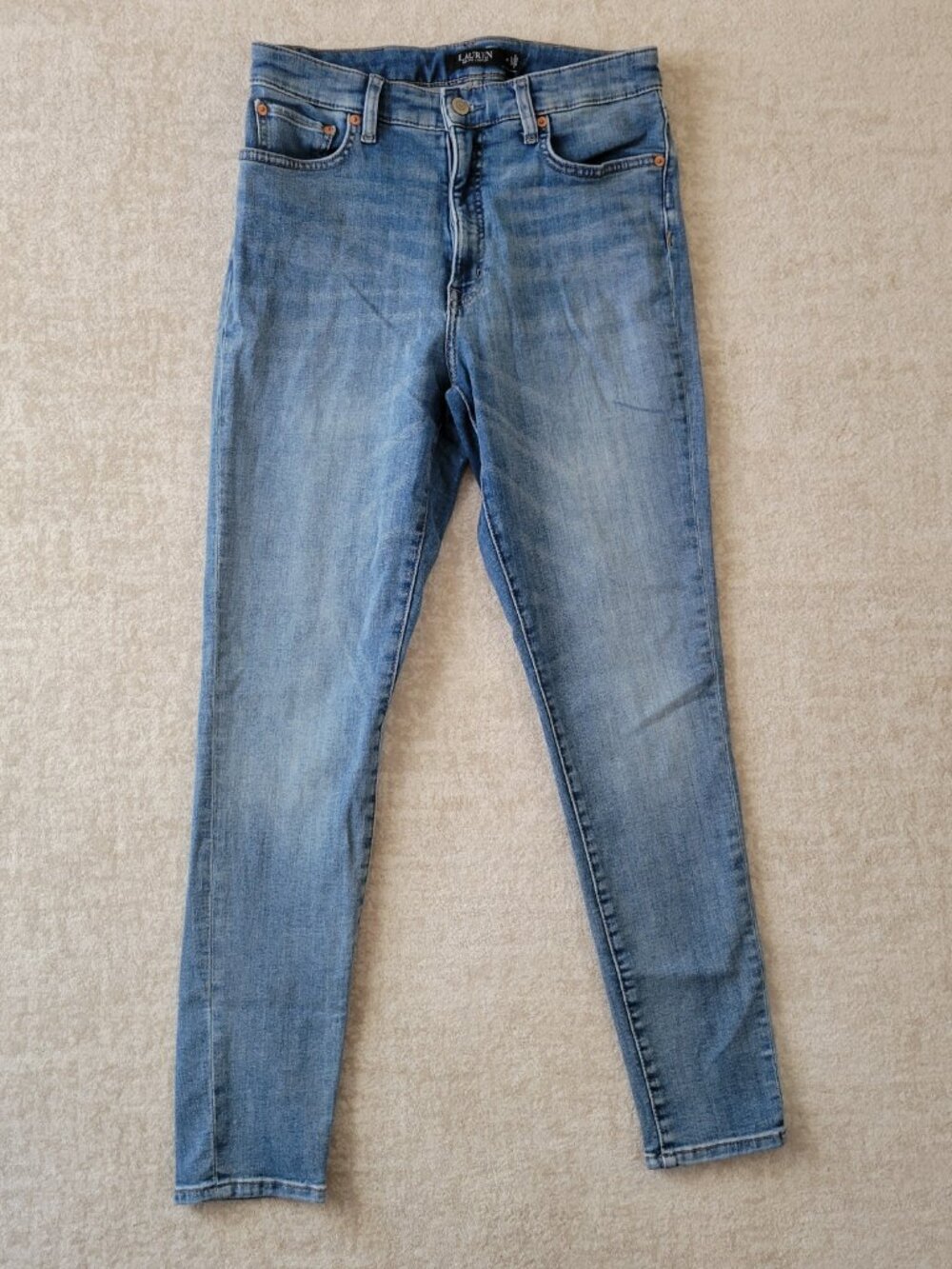 Lauren Ralph Lauren Premier Skinny Ankle Jeans 8 Womens Blue Med Wash Minimalist